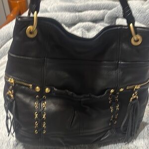 B Makowsky Elegant Black Leather Handbag